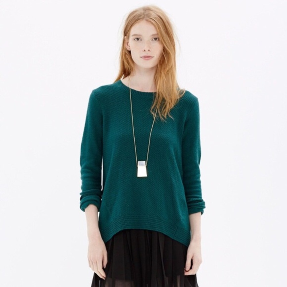 Madewell Emerald Green Sweater w Zip back detail